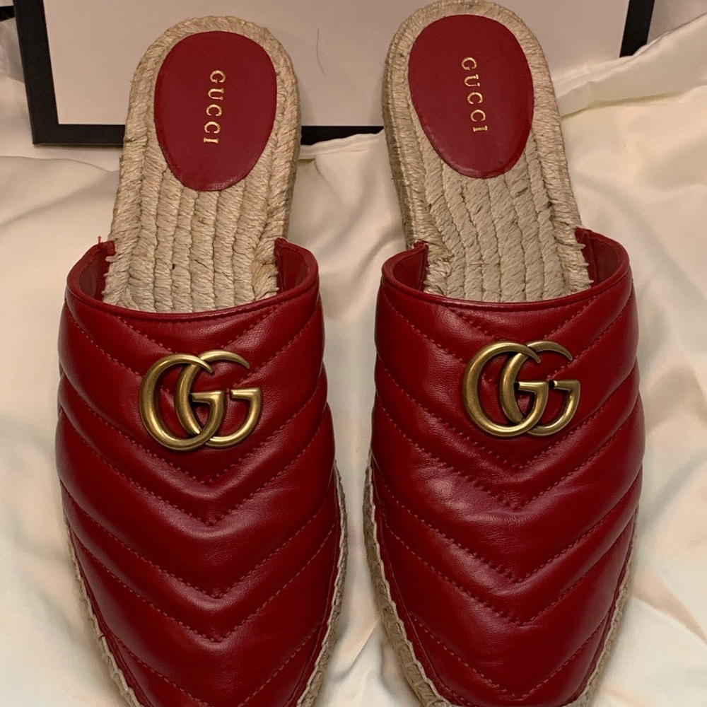 Gucci Hibiscus Red Pilar Espadrilles mules - Picture 2 of 6